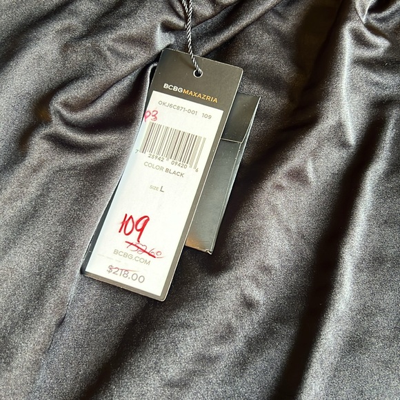 BCBGMAXAZRIA One Shoulder Little Black Dress With Jewel detail. Size Large - Picture 3 of 15